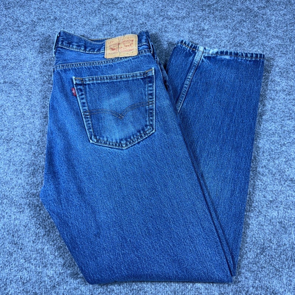 Levis 505 Regular Fit Jeans Mens 36x32 Blue Straight Leg‎ Denim 00505-0216